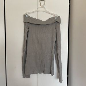 abercrombie & fitch off the shoulder ribbed long sleeve